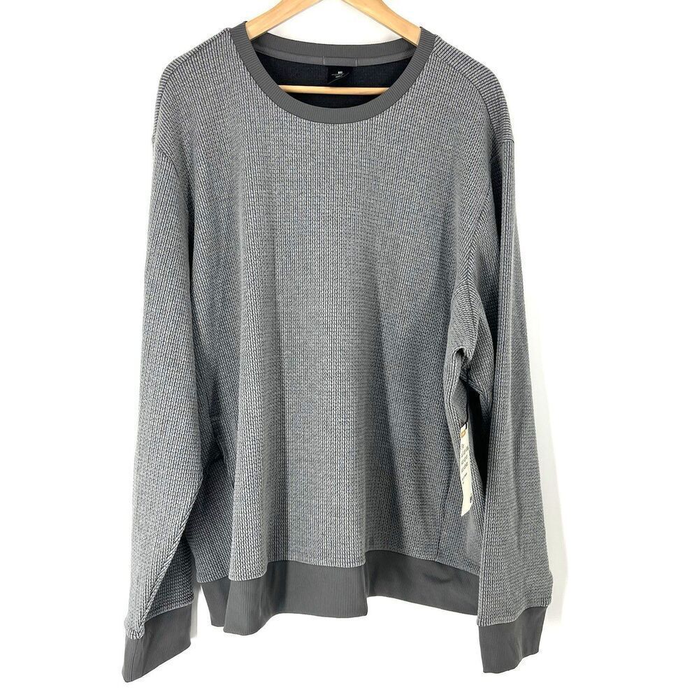 REI Co-op Sun Up Sweater Size XXL Mens Gray Waffle Knit Long Sleeve Pullover